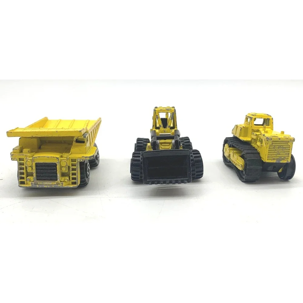 Vintage Road Champs 1980s Diecast Construction Vehicle Set 3pc Yellow 1:64